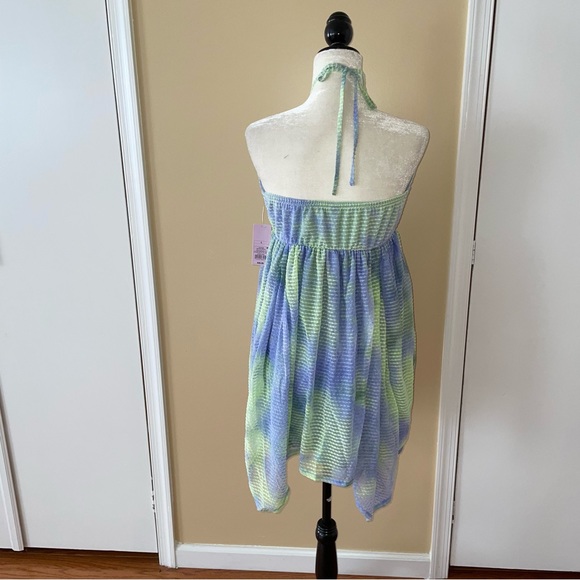 Wild Fable Blue & Green Tie Die Mini Ruffle Dress - Picture 6 of 8